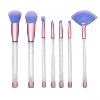 wholesale custom transparent Empty pole DIY professional 7pcs makeup brush set